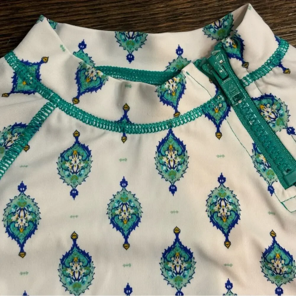 Cabana Life Rash Guard Bikini Set White Green Print 6-12 Months - Picture 3 of 10